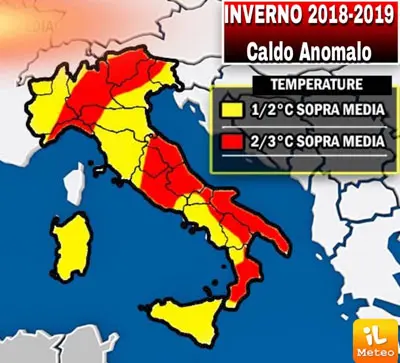 Inverno 2018-19 più caldo in Italia