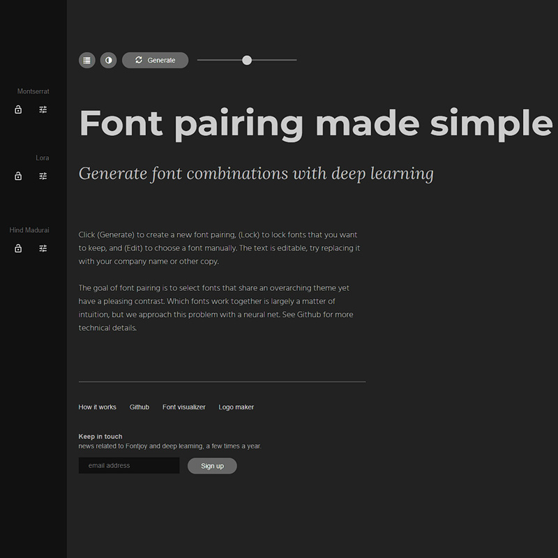 10 Consigli per Creare un Sito Web Professionale 5 Il tool Font Joy ti aiuta ad abbinare i font da usare nel tuo sito web